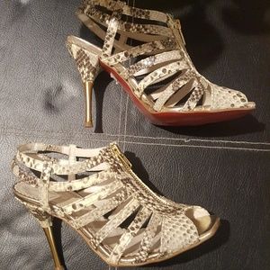 Snakeskin print italian leather dress sandals sz 7